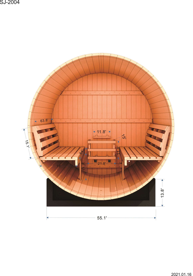Golden Designs Arosa 4 Person Barrel Sauna